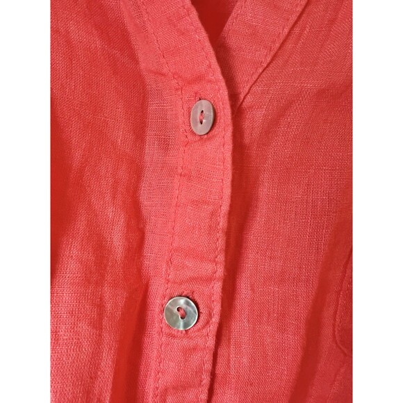 Sigrid Olsen Size XL 100% Linen Coral Red Tunic Top Long Line Beach Vacation EUC - Picture 5 of 6